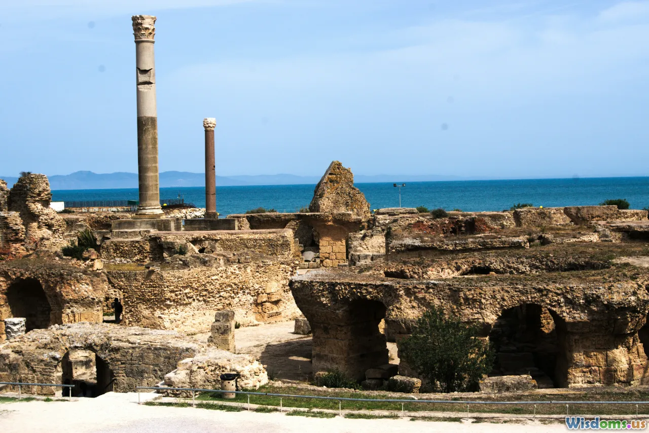 ancient harbor, Carthage ships, Mediterranean Sea, Punic ruins