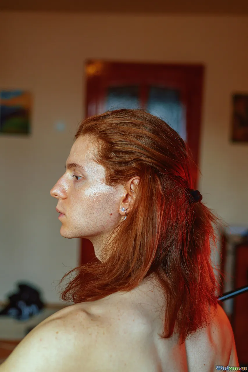 before and after, skin close-up, morning light