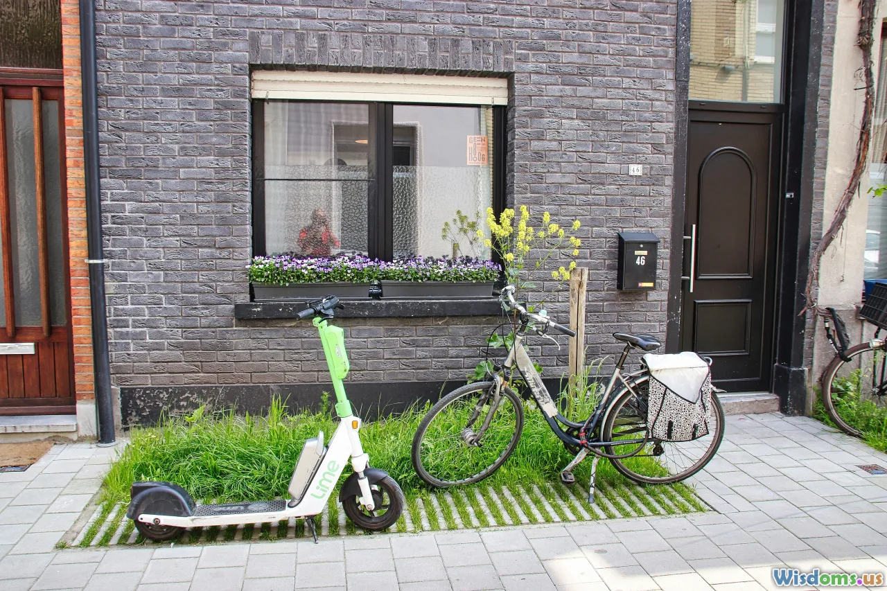 bike lanes, urban parks, solar panels, green roofs