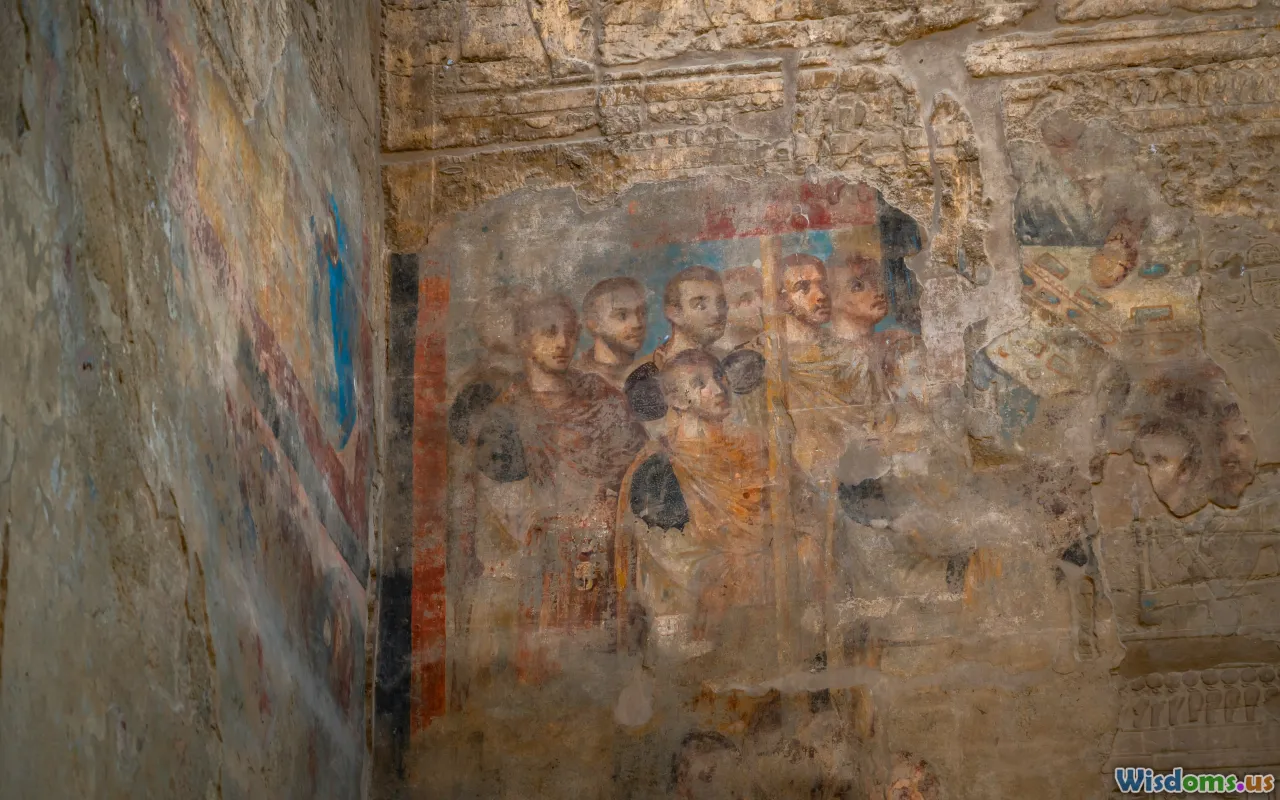 catacomb fresco, early Christian symbols, burial niches