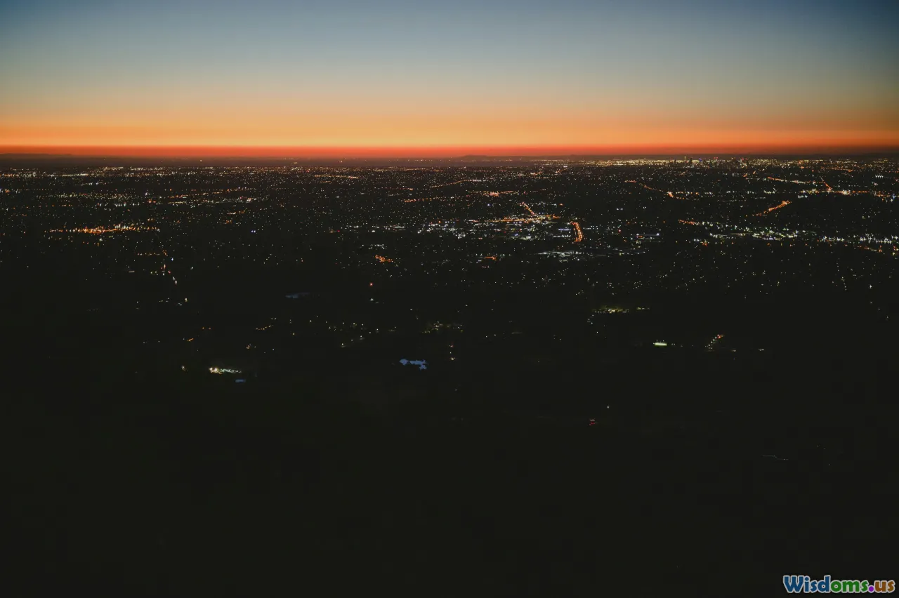 city lights, light pollution, urban skyline, night sky