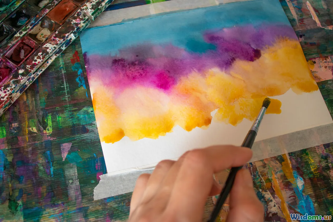 colorful canvas, abstract painting, painter hands