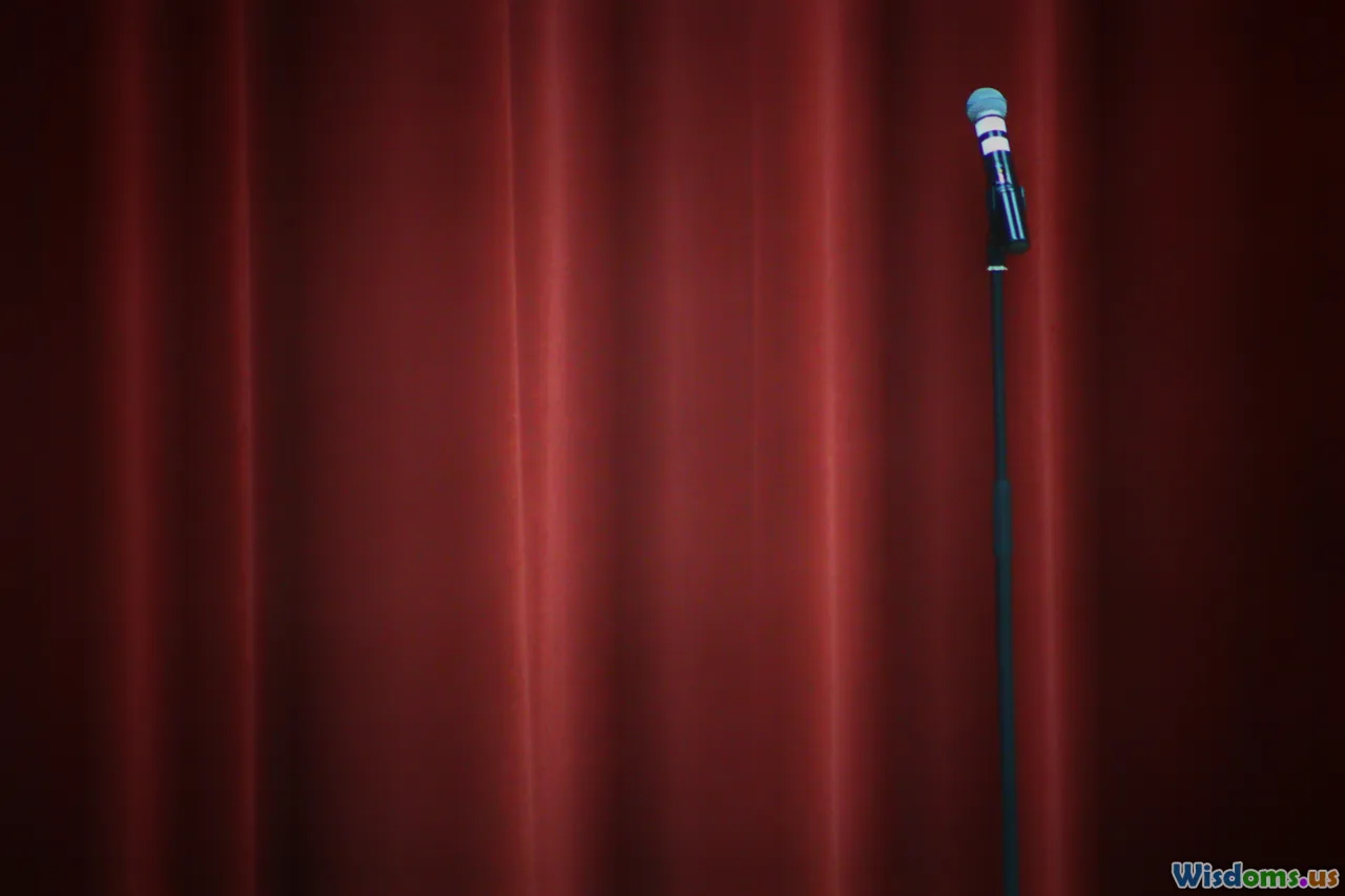 comedy stage, audience laughter, microphone