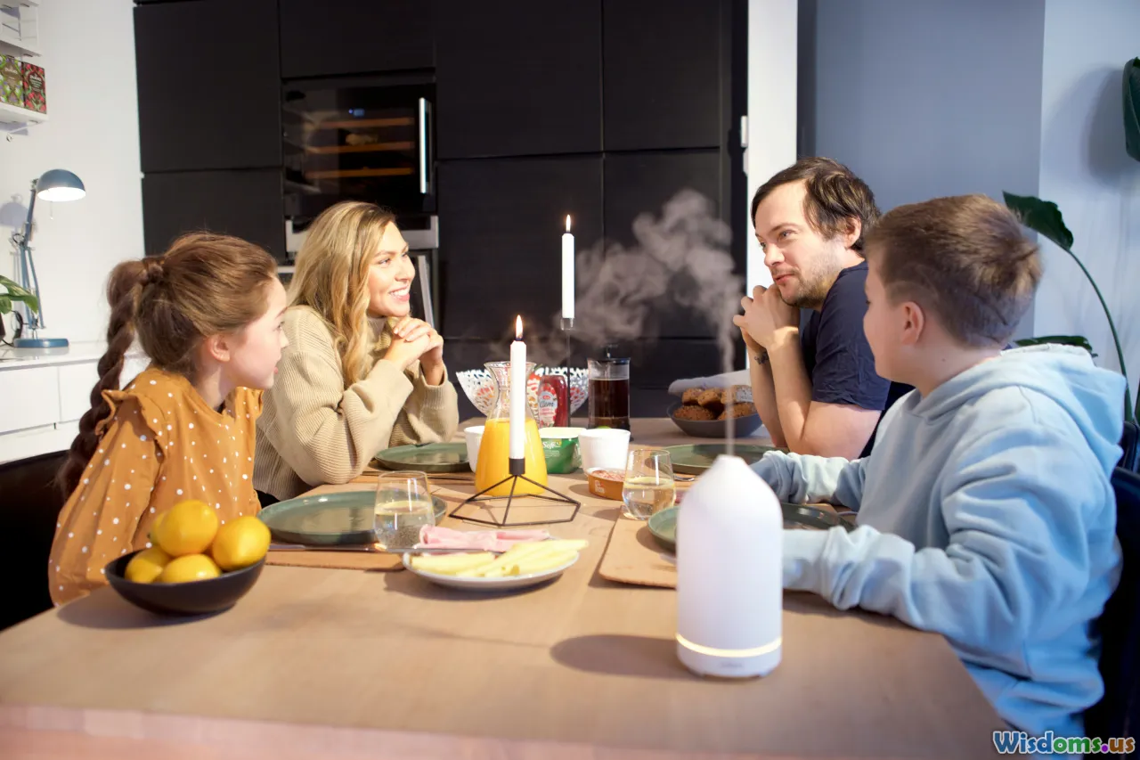 family breakfast, morning phone call, connection, friends smiling