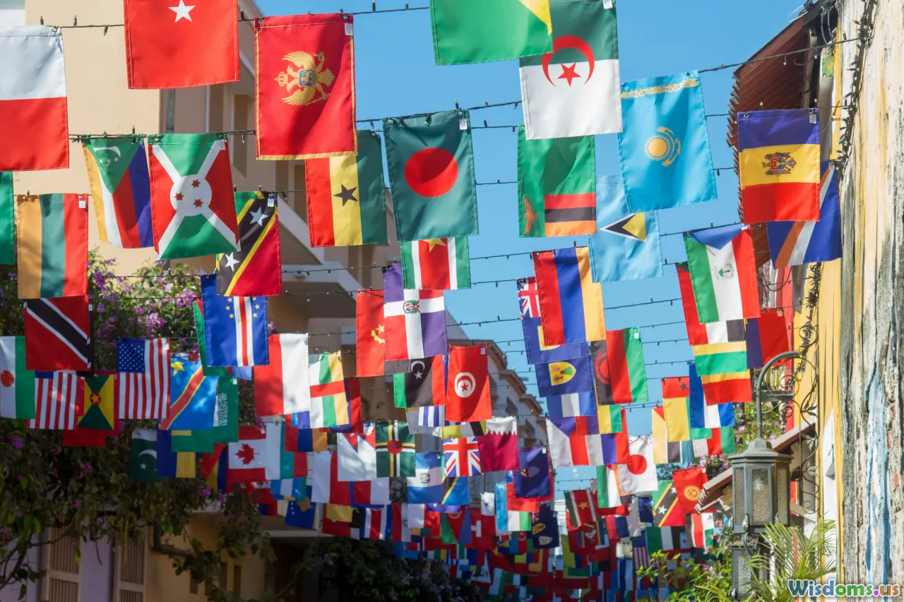 global community, world flags, education abroad, future technology