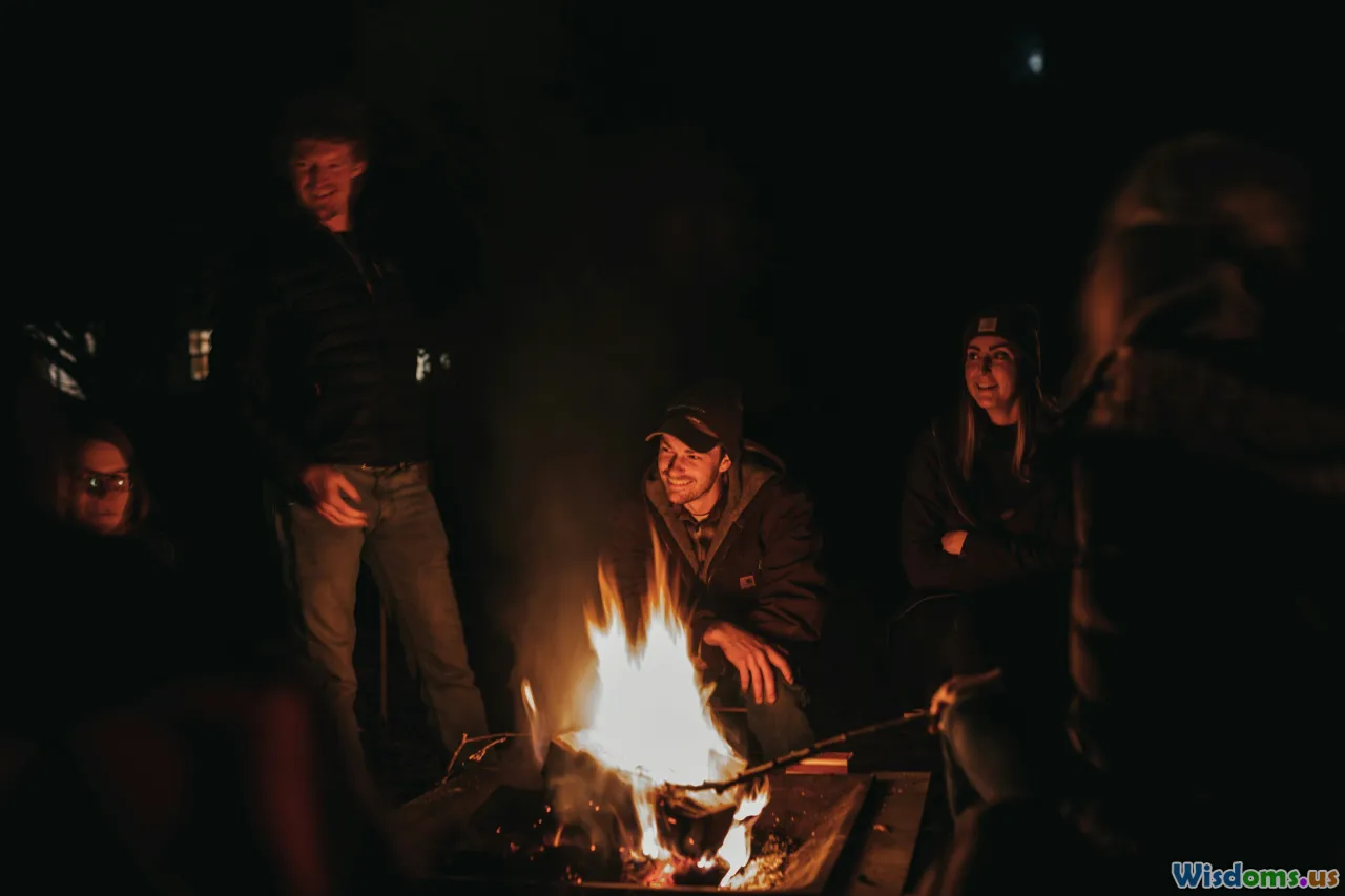 group bonding, storytelling, campfire, selfie
