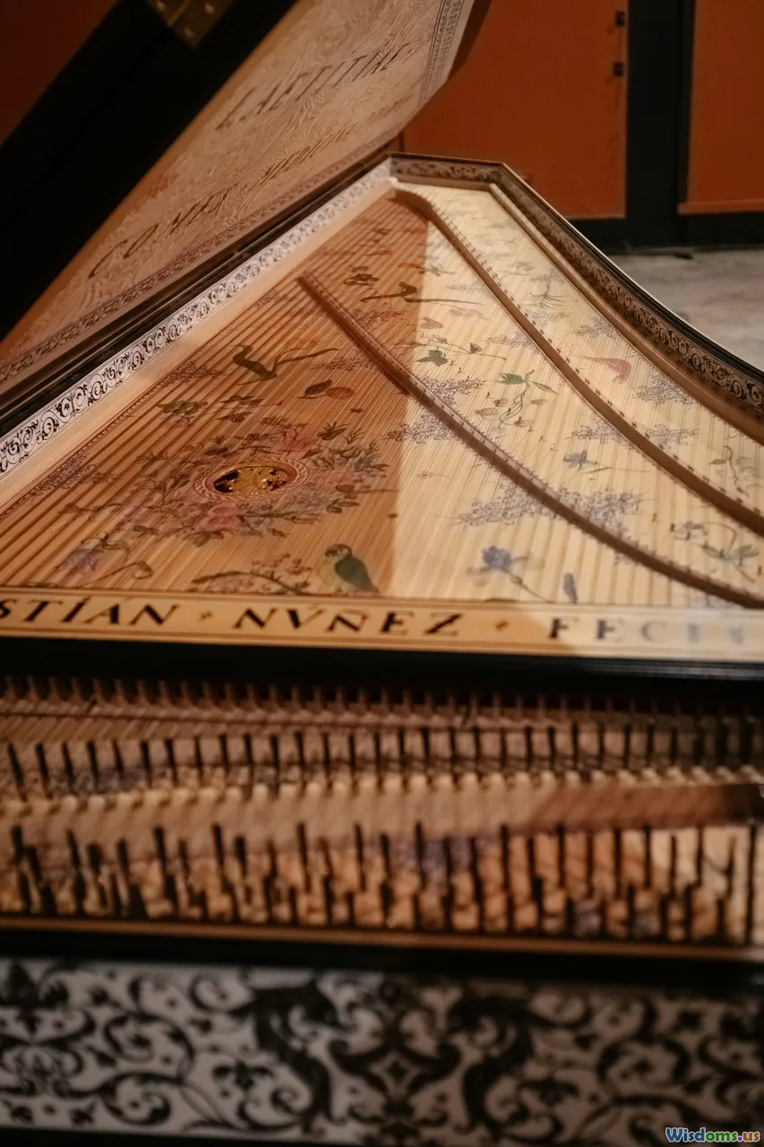 musical notation, violinist, harpsichord