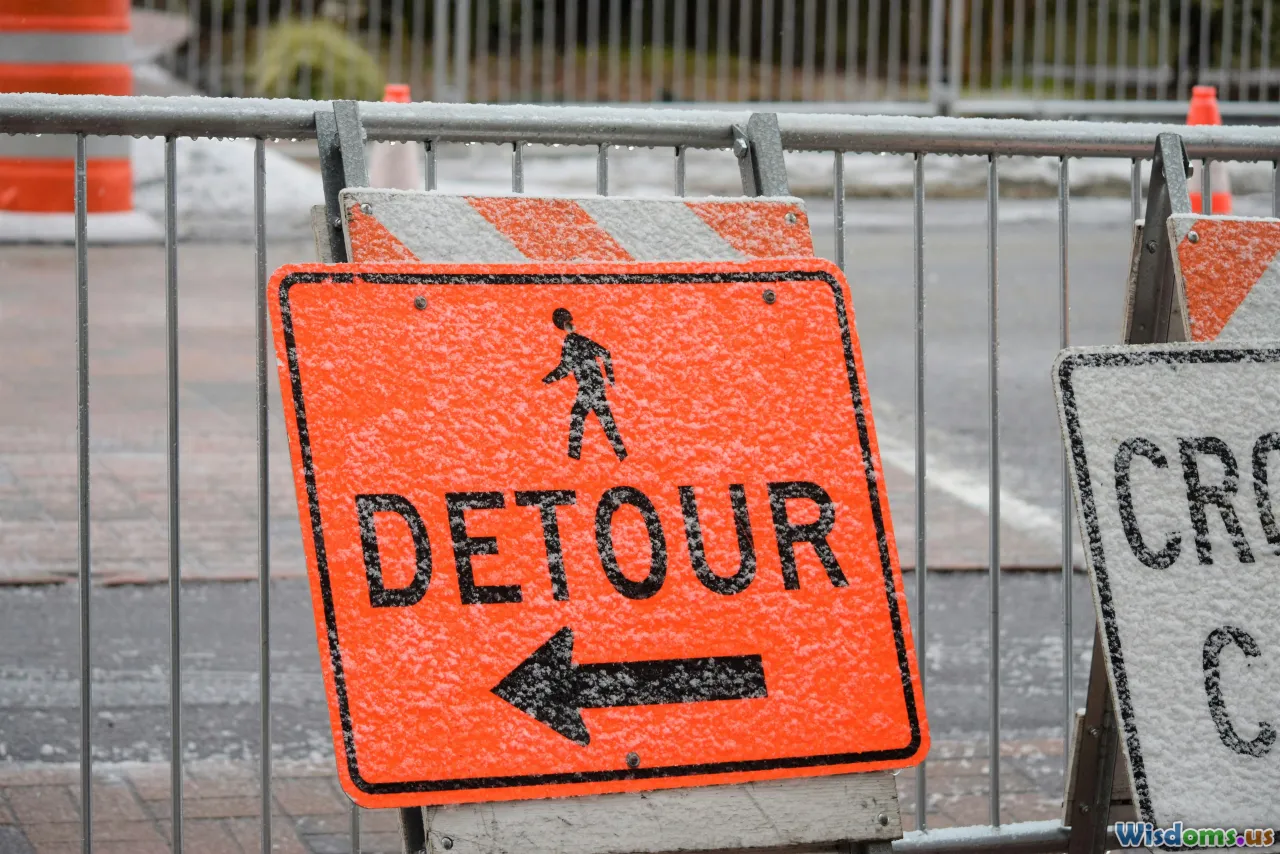 myths, roadblocks, caution, detour sign