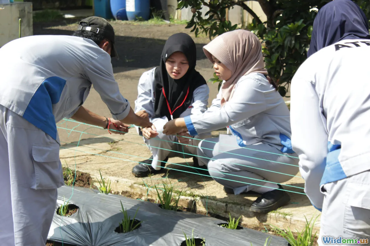 outdoor classroom, gardening workshop, children learning, sustainability education