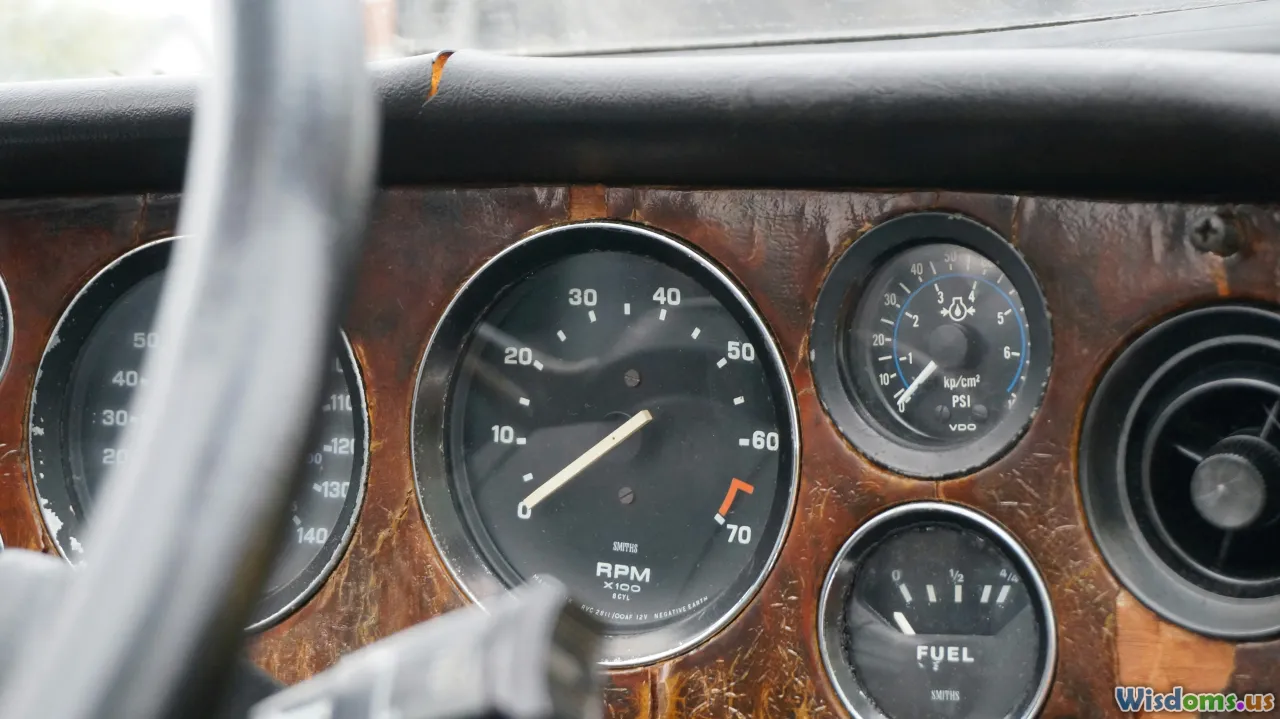 road trip gear, car dashboard, map and compass, fuel pump