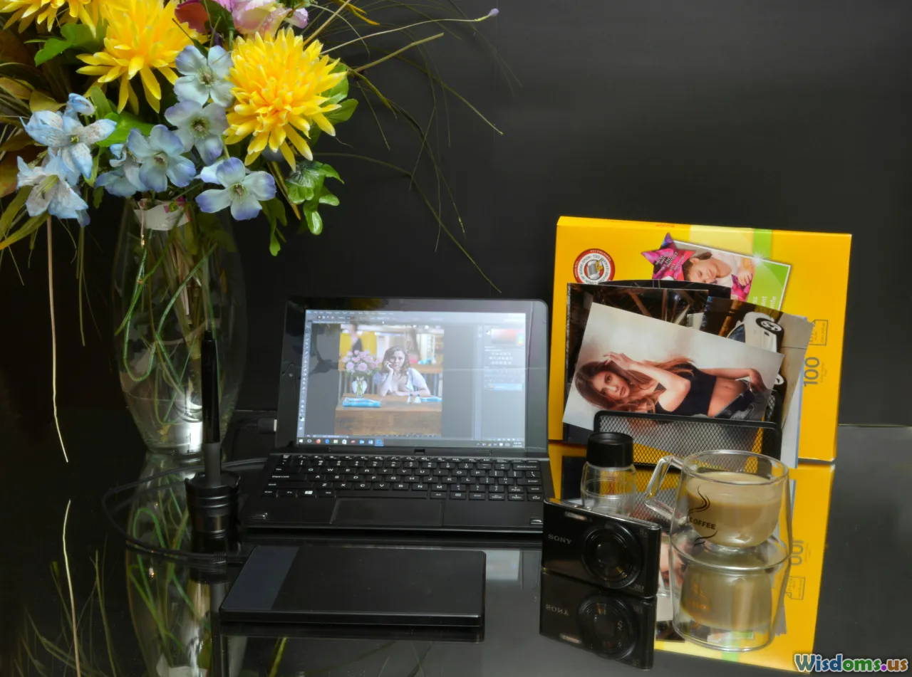 smiling reviewer, home work desk, products arranged, side hustle joy