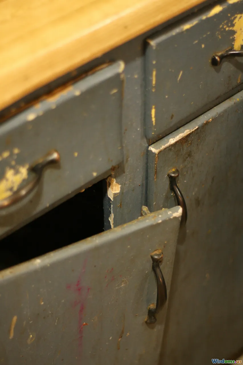 structural damage, furniture inspection, armoire detail