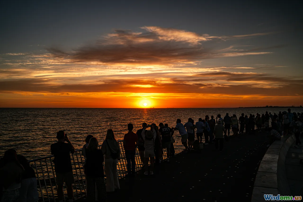 sunrise, queue, platform, crowd