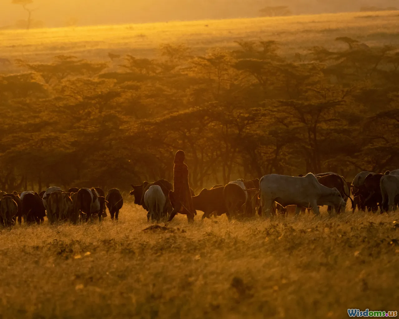 sunset patrol, community meeting, wildlife herd, Kenya landscape