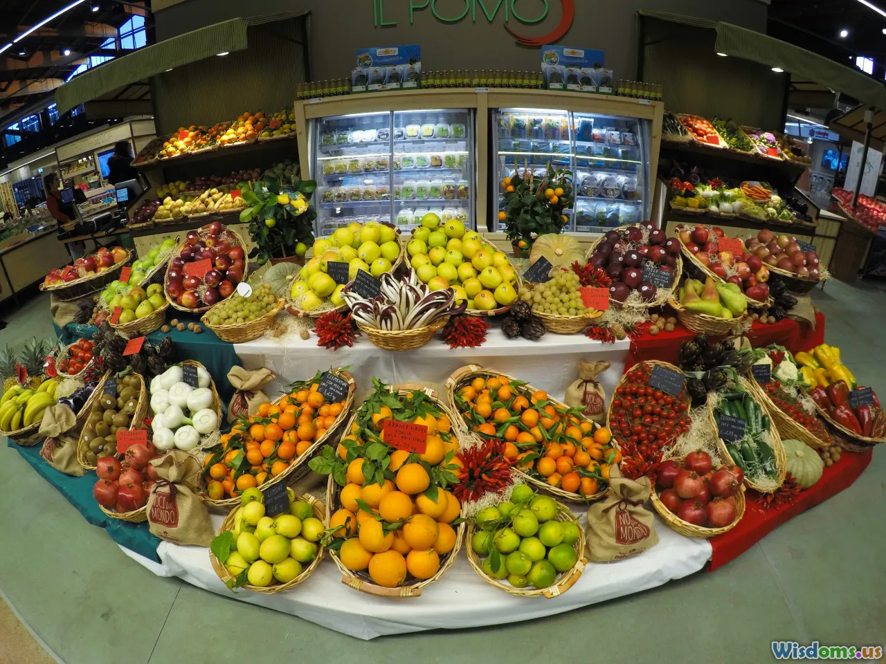 vegan grocery shopping, produce aisle, healthy groceries, shopping basket