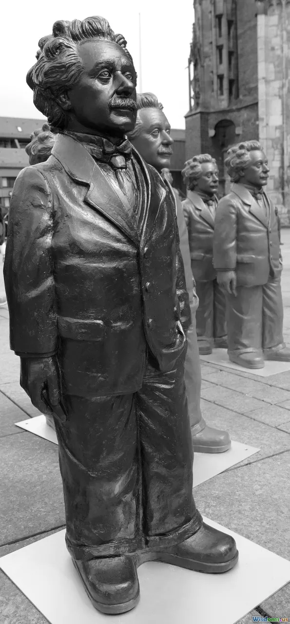 Albert Einstein, theory, chalkboard, physics book