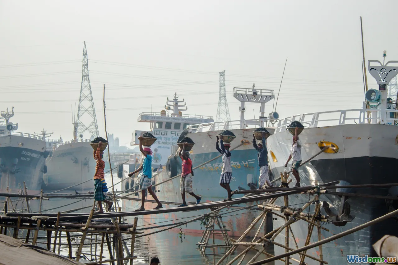ancient shipyard, cargo vessel, dockworkers, ship design drawing
