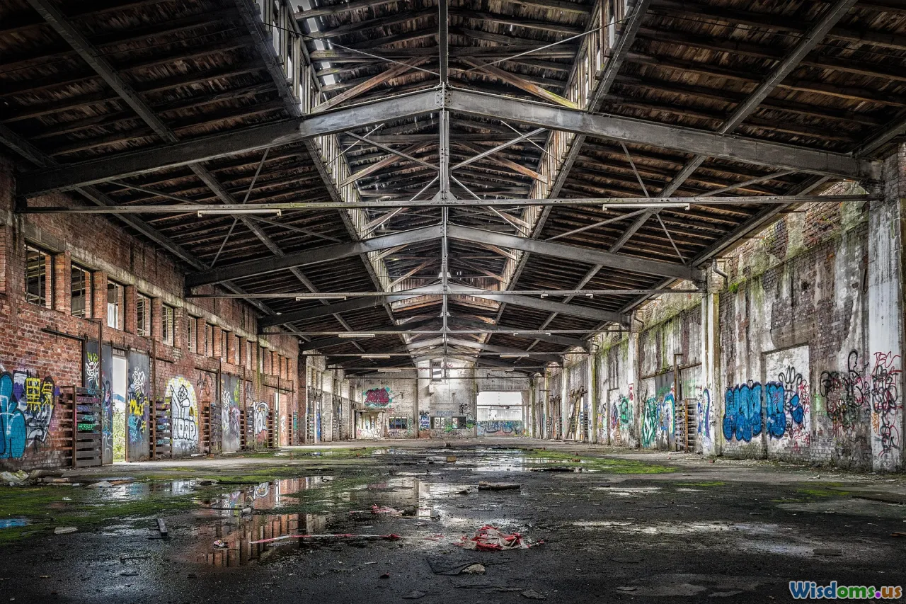 broken courthouse, empty schools, vandalized hospitals, protest