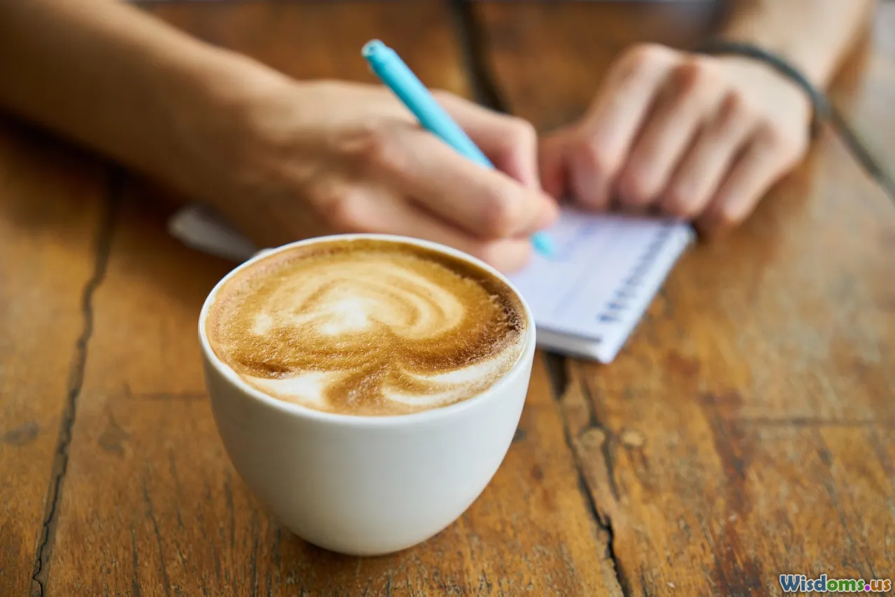 coffee mug, timer, focus, notebook