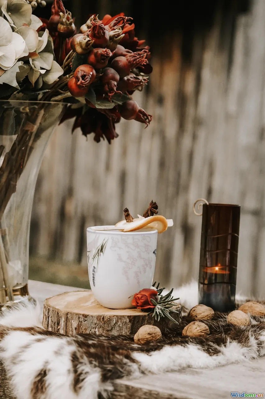 coziness, rustic decor, vintage jars, warm candlelight