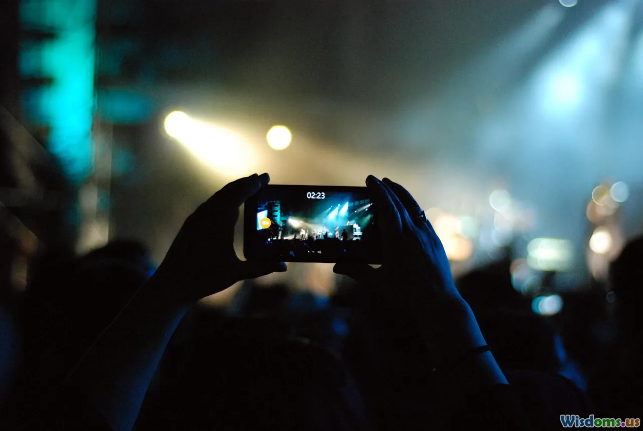stadium lights, night event, phone low light, crowd at dusk