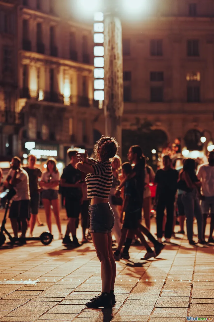 street magician, city crowd, urban performance, card tricks