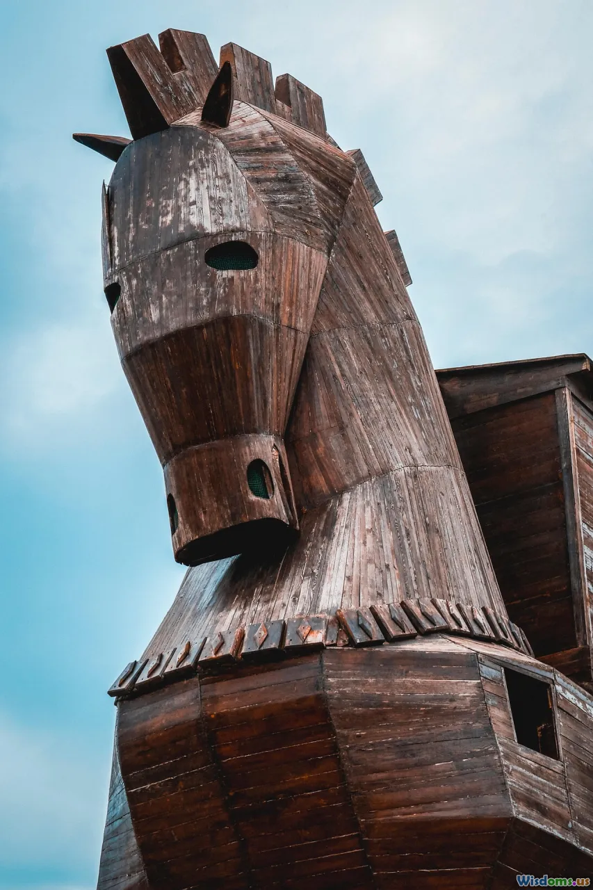 Trojan horse, wooden sculpture, siege device, deception tactics