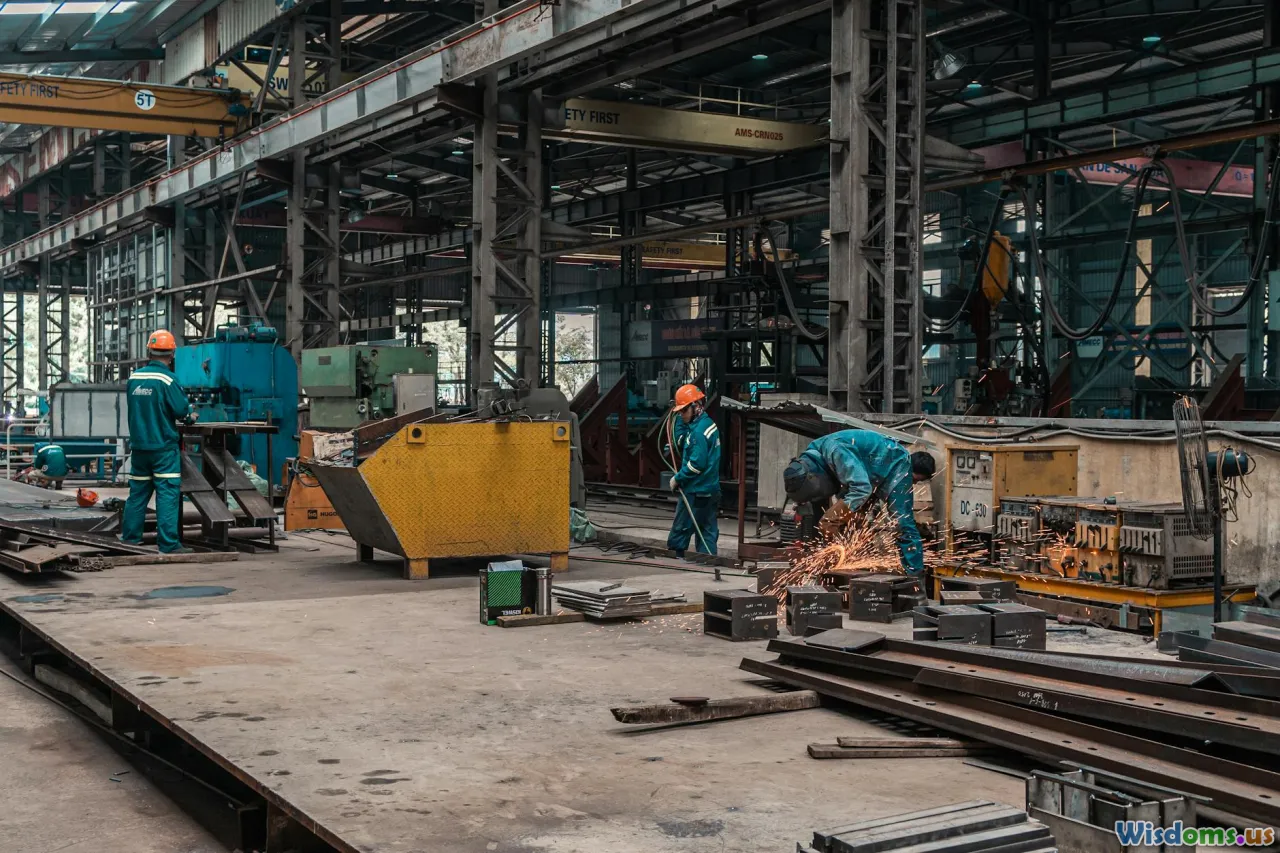 automaker logos, car brands, production lines, factory workers