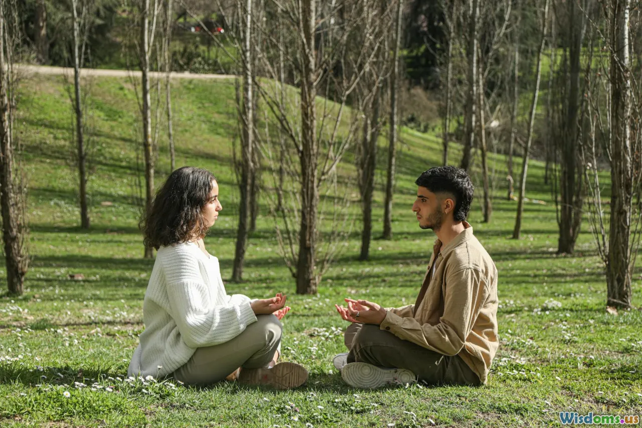 couple sitting apart, boundary setting, mindful pause