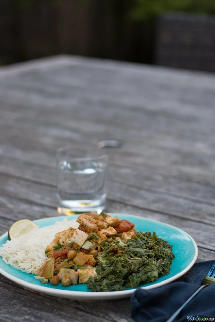 curry, chickpeas, coconut milk, rice