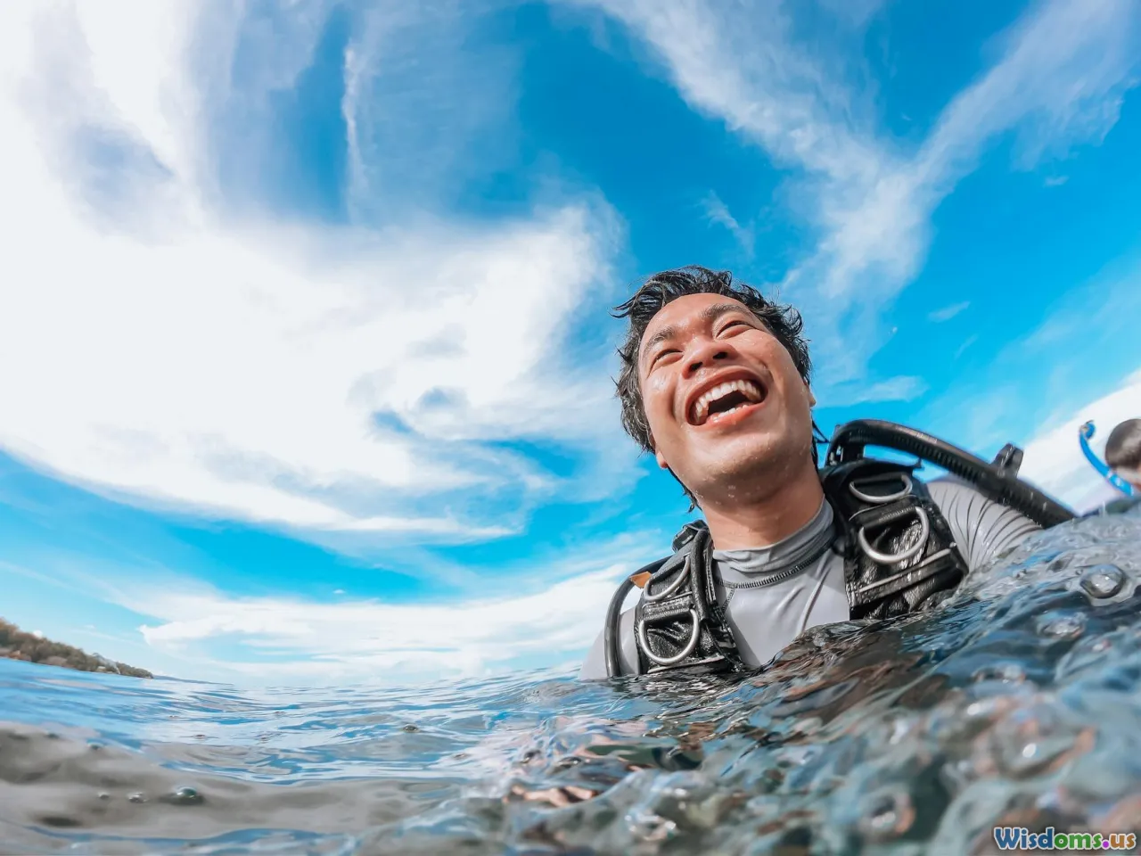 diver happiness, personal achievement, ocean awe, underwater friendship, exploration joy