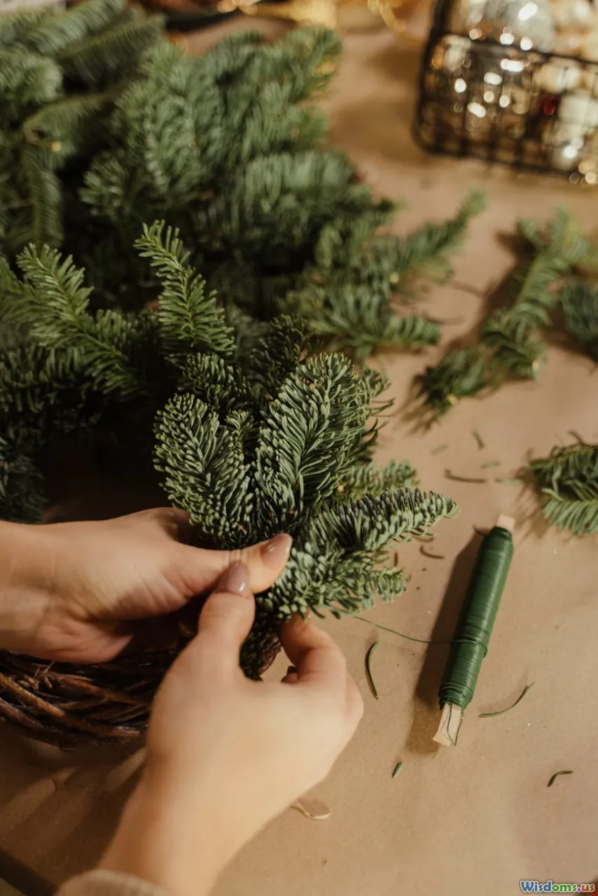 DIY wreath, step-by-step, floral wire, greens
