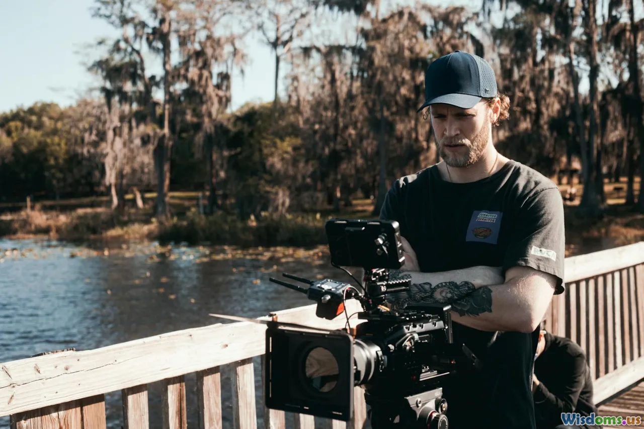 film set, camera, lake, location