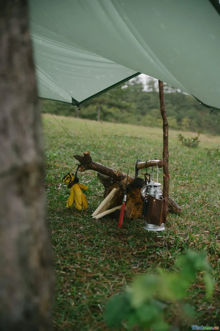 hammock camping, tree platform, tarp shelter, lashing