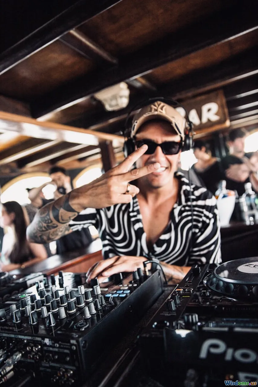 headphones, waveform, laptop, mixer