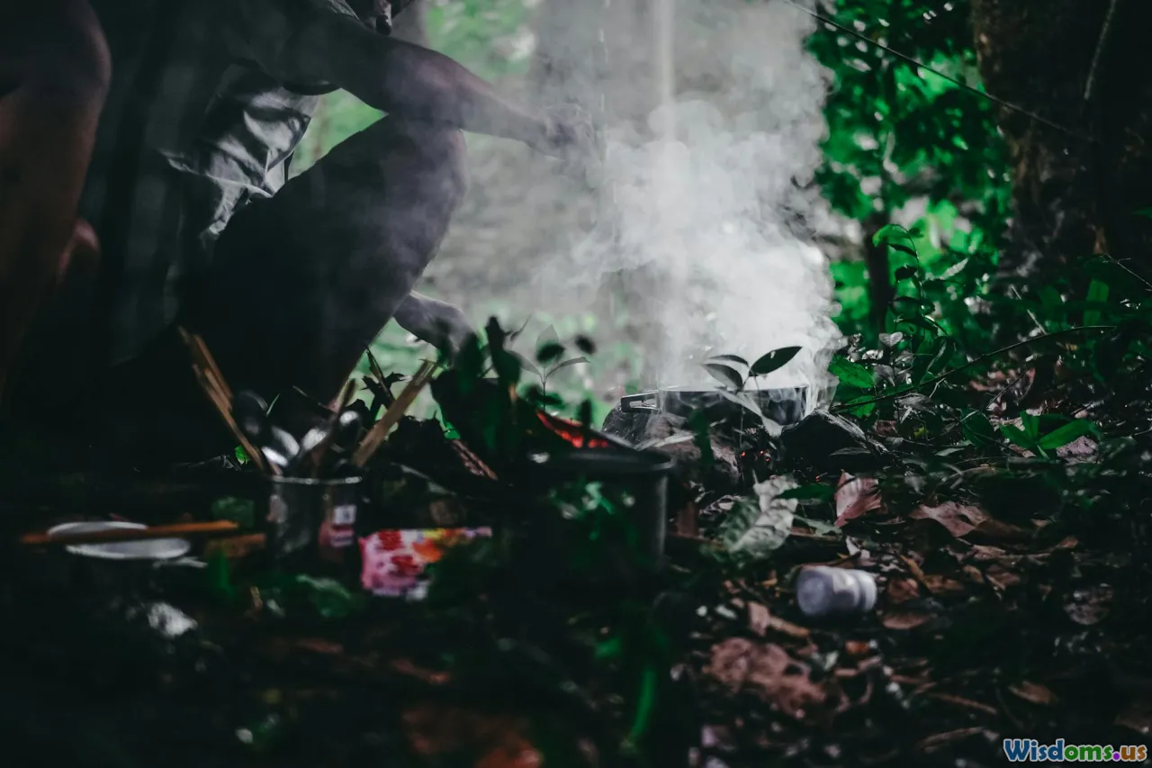 jungle shelter, wet leaves, tarpaulin, survival bivouac