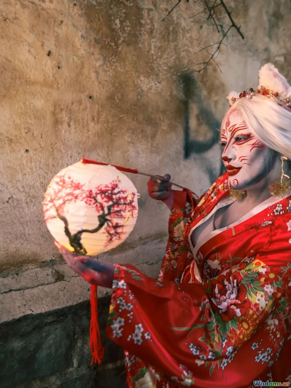 kimono, white-dress, lanterns, haunted-house