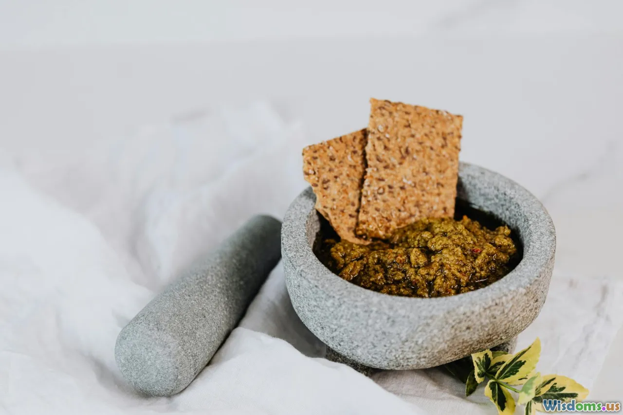 pesto, basil, mortar and pestle, Italian cuisine