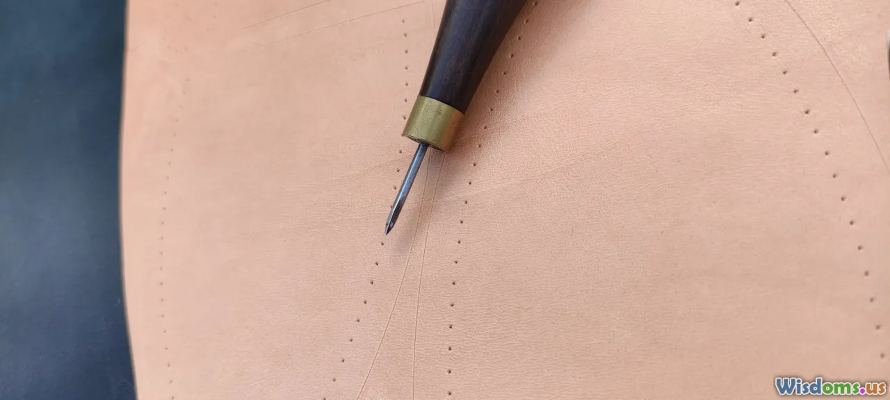 pricking iron, diamond awl, punch holes, stitching pony