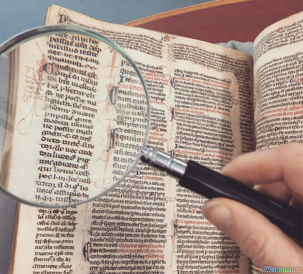 research, ancient texts, magnifying glass, timeline