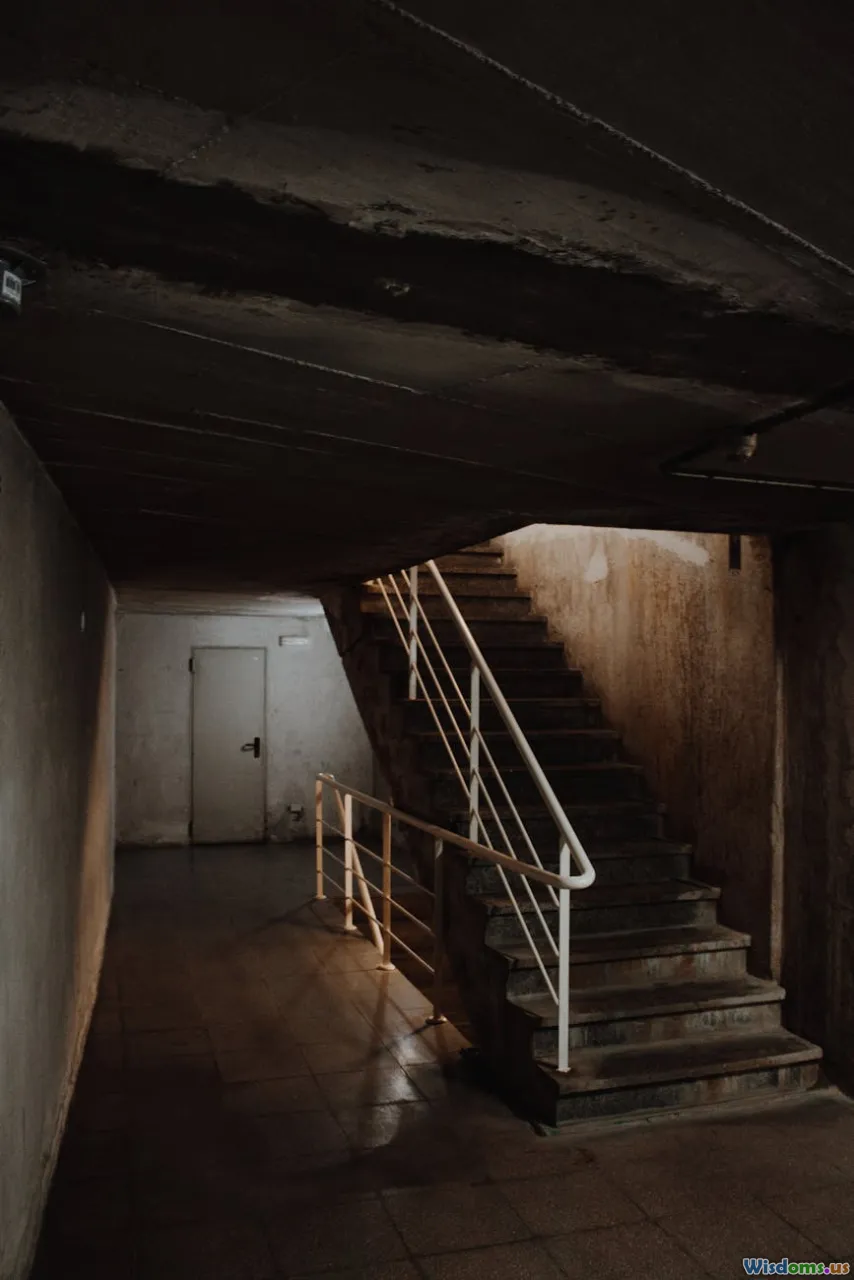 soundscape, dark hallway, fog, empty room