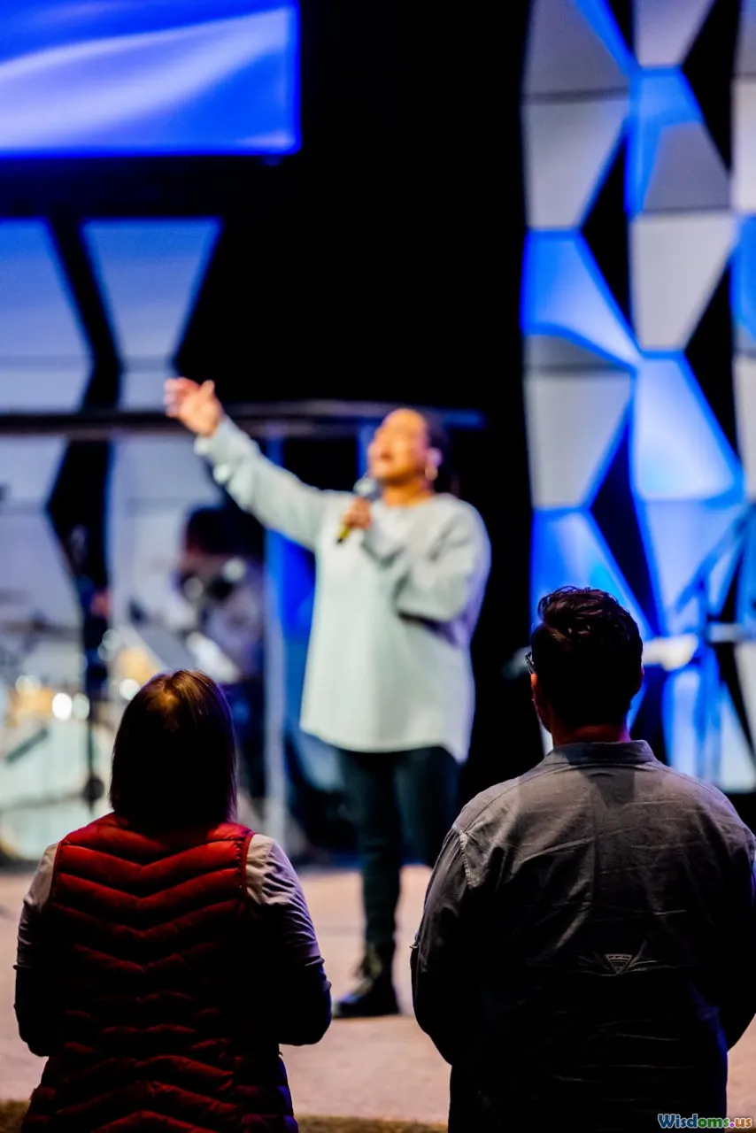 stage, microphone, audience, lights