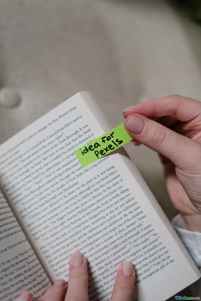 sticky notes, book annotation, highlighting