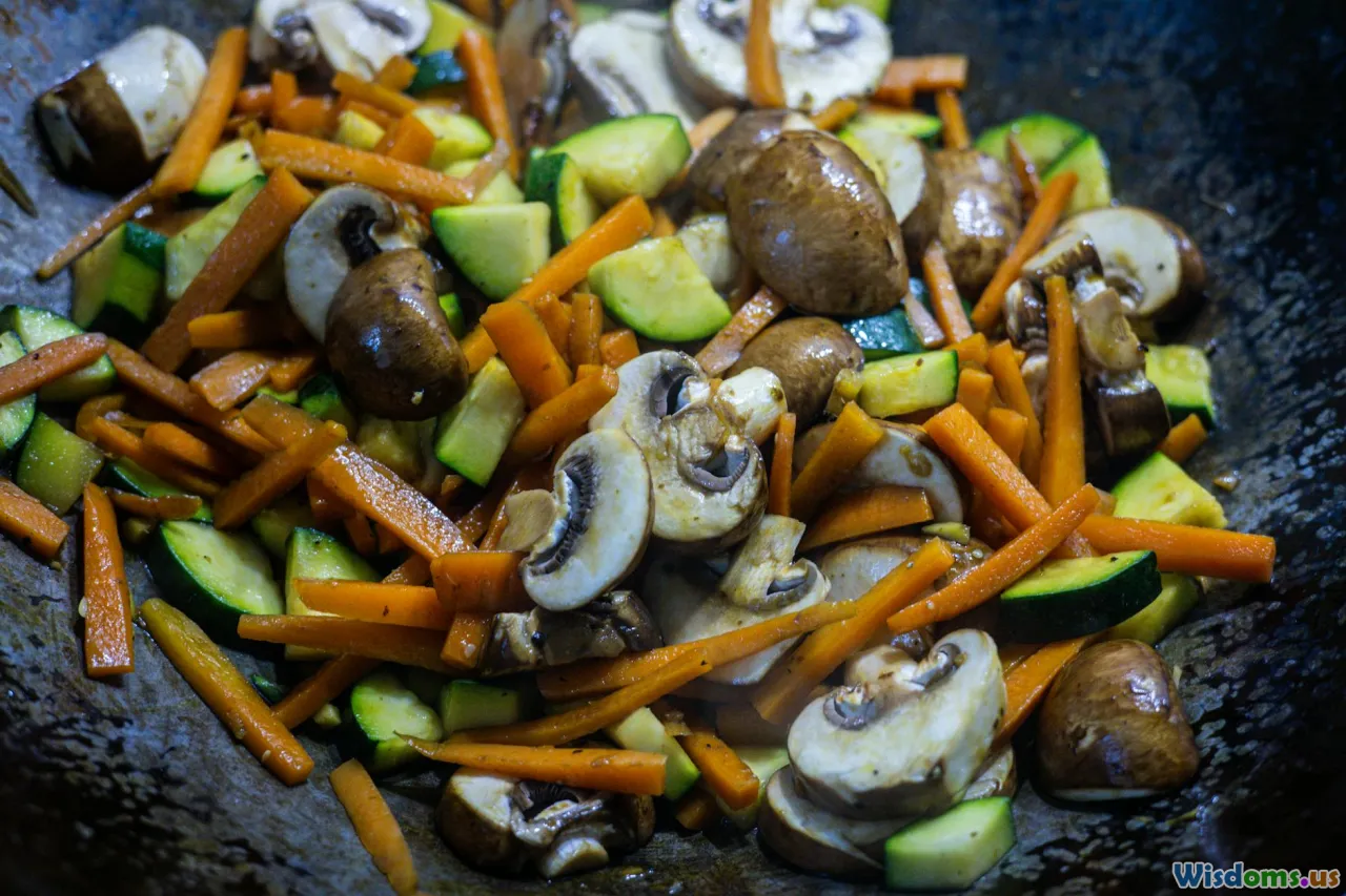 stir fry, peanut sauce, vegetables, wok
