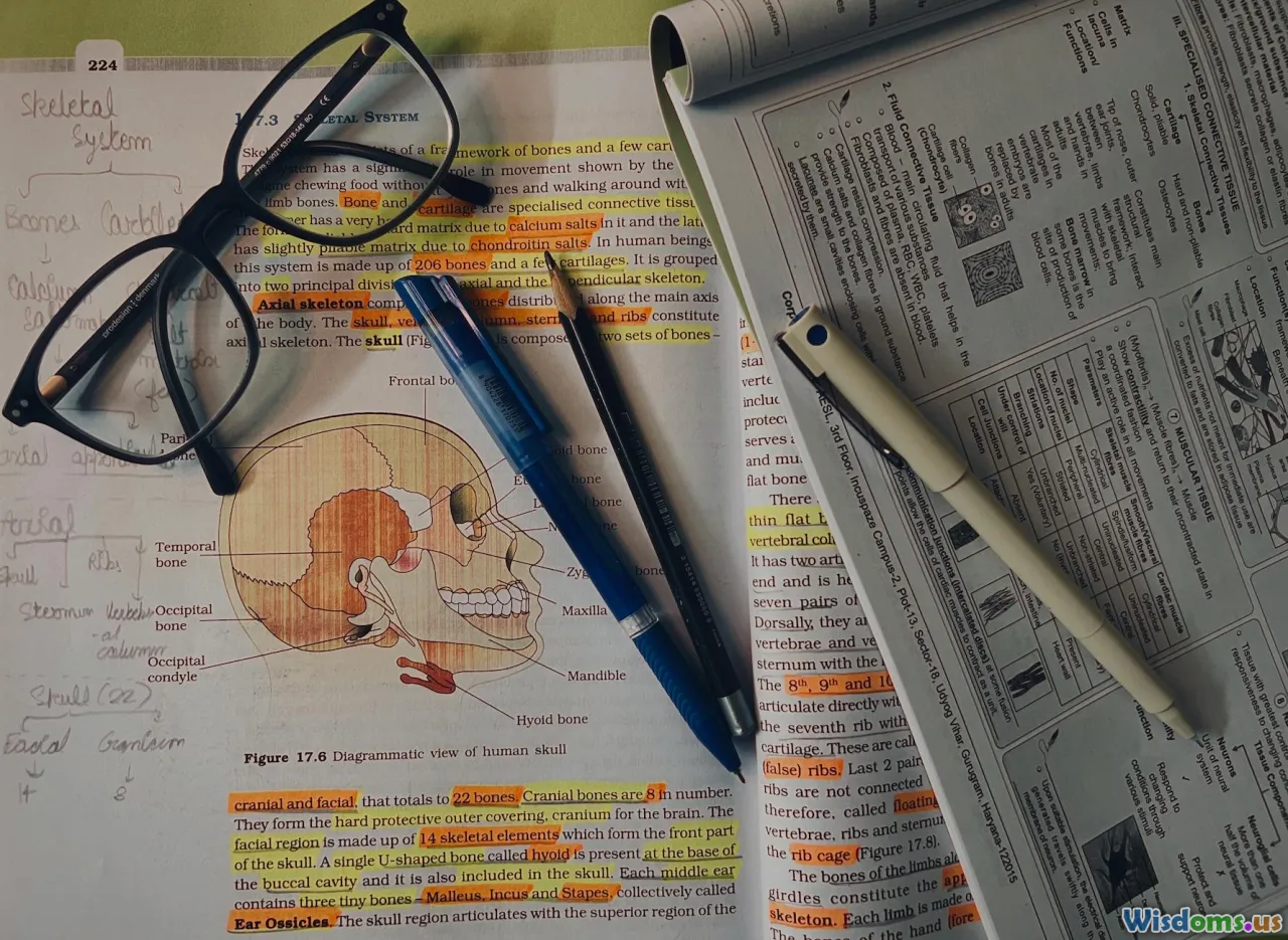 study notes, reading glasses, ancient texts