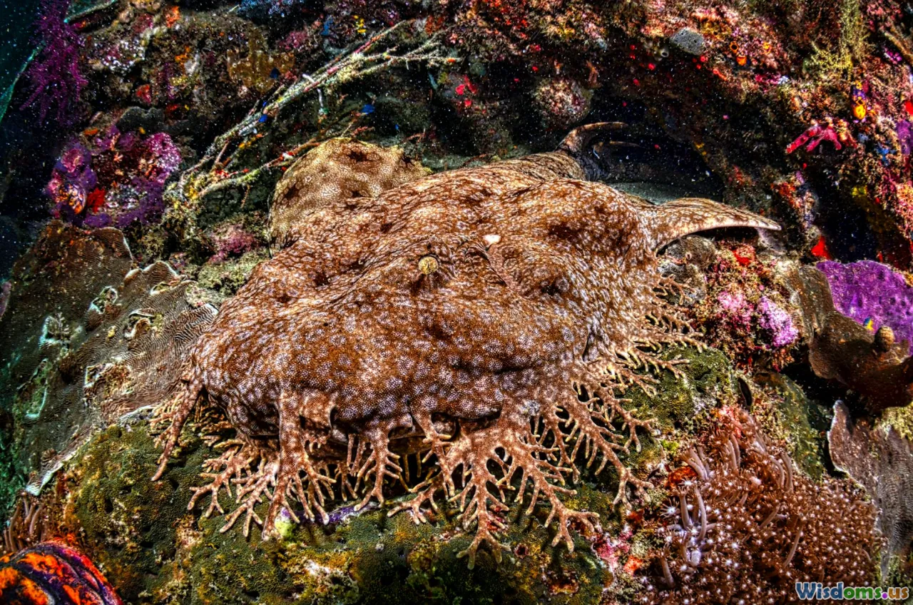 tasseled wobbegong, carpet shark, camouflage, coral reef predator