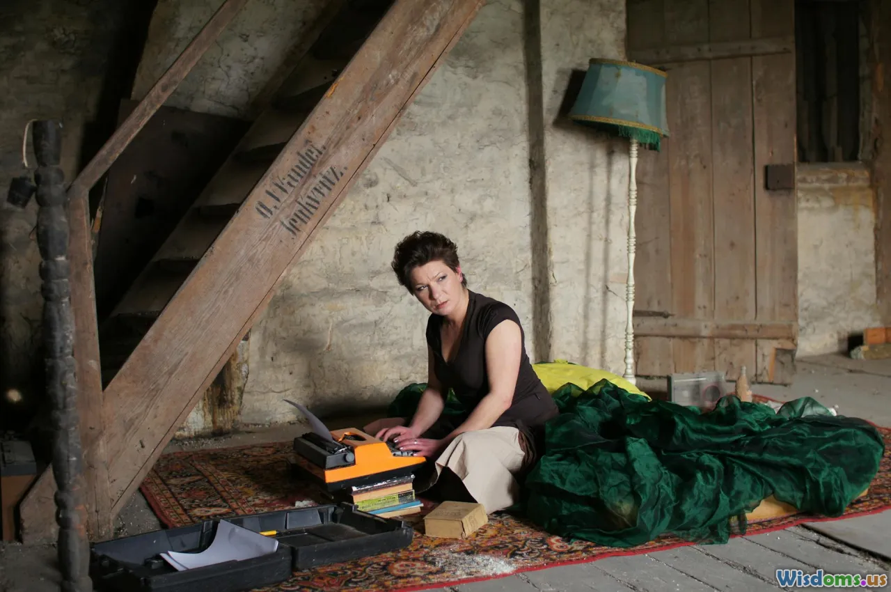 typewriter, city lights, fragmented text, avant-garde