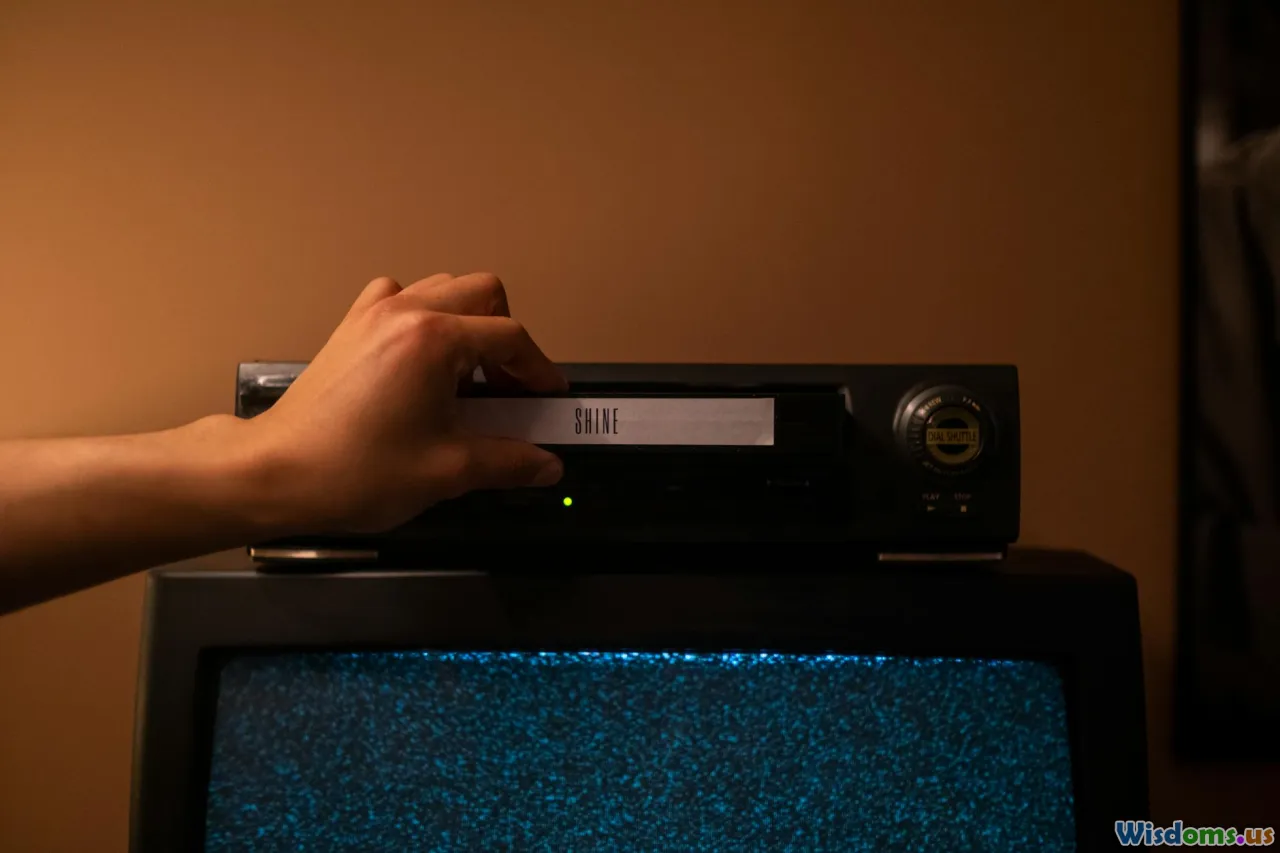 VHS tapes, streaming services, retro TV, home cinema